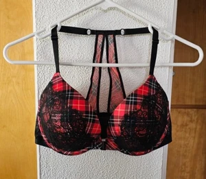 Sujetador Victoria's Secret 32DD Muy Sexy Push Up Corredor Cierre Trasero Frontal Encaje a Cuadros - Imagen 1 de 3