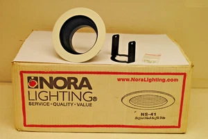 Case of 12 Nora Lighting NS-41 4" Black Stepped Baffle w/White Metal Ring Trim - Picture 1 of 8