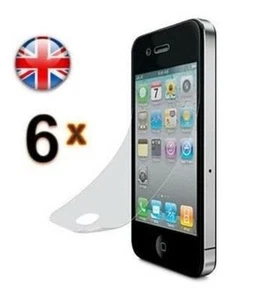 6 X CLEAR LCD SCREEN PROTECTOR COVER IPHONE 4 4S Protects from Scratches & Dust - Picture 1 of 2