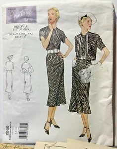 VESTIDO Y BOLERO Vogue 2560 Diseño Original 1937 Patrón Talla 6-8-10 Nuevo FF Sin Usar - Imagen 1 de 11