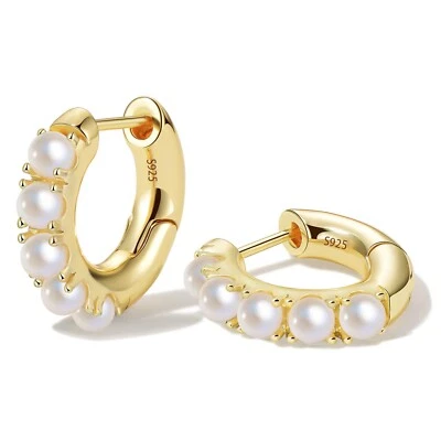 Brinco Huggies Chunky Banhado a Ouro 14k Feminino com Poste de Prata Esterlina, Tr... - Imagem 1 de 4