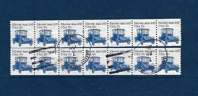 USA   Stamp  SC1906   2  STRIP OF 7  SPLT CANCEL , ERROR  PAPER HB & DULL  USED - Image 1 of 2