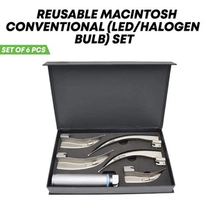 6 Pcs Fiber Optic Laryngoscope Macintosh Conventional Blade and Handle EMT Set - Picture 1 of 3