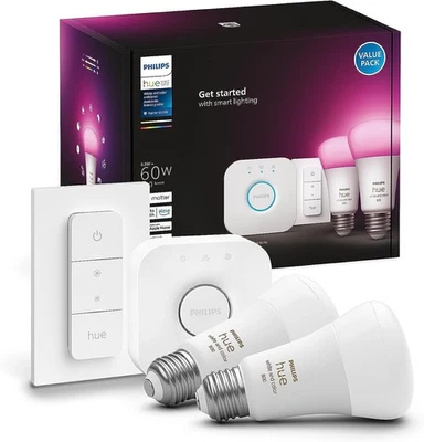 Philips Hue White And Color Ambiance Led Smart Bulbs E26 2 Pack With Bridge - Image 1 of 4
