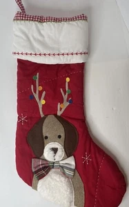 Medias acolchadas de lujo Pottery Barn Kids Navidad vacaciones perro con astas - Imagen 1 de 6