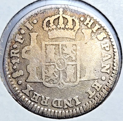 1809-s FJ. Chile 1 Real Ferdinand VII bust of Carlos IV Scarce Km# 65 - Image 1 of 4