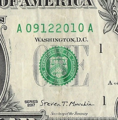 SEP 12 2010 Birthday Fancy Serial Number Date Note One Dollar Bill 09 12 2010 - Image 1 of 4