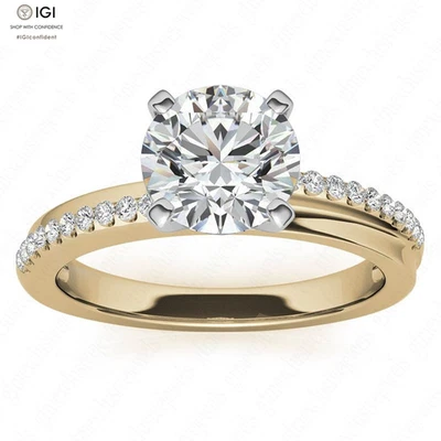 IGI D VVS2 2.25Ct Round Cut Lab Grown Diamond Engagement Ring 14K Two-Tone Gold - Image 1 of 4