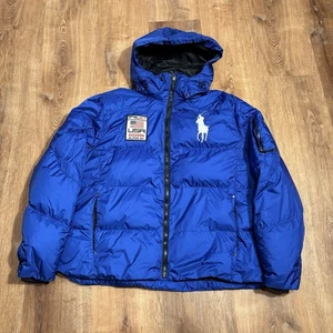 Vintage Polo Ralph Lauren USA Ski Daunen Puffer Jacke PRL67 Herren 2XL blau Kapuze - Bild 1 von 6
