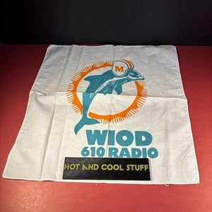 Vintage WIOD 610 RADIO Miami Dolphins Promo Hand Rally Towel Handkerchief NFL 90 - Picture 1 of 4