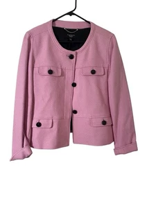 Talbots Size 16 Petite Pink Texture Knit Three Button Blazer Classy Old Money - Picture 1 of 7
