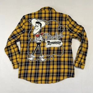 Disney x Cakeworthy TOY STORY / WOODYS ROUNDUP Flannel Plaid SHIRT Size M - Picture 1 of 10