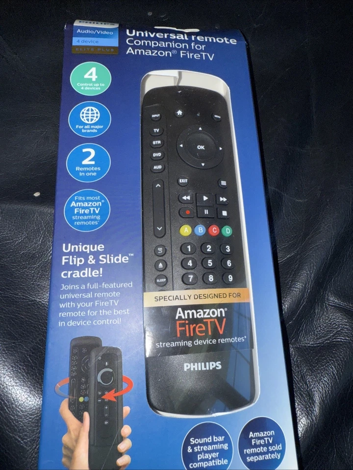 Philips Universal Companion Remote Control Amazon Fire TV 4 Device Flip & Slide