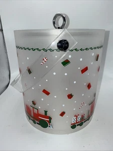 Frosted Christmas Holiday Express Train Ice Bucket Cooler 8”H x 7”W - Picture 1 of 11