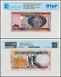 Banconota Vanuatu 200 Vatu, 1995 ND, P-8a, UNC, autenticata - Foto 1 di 1