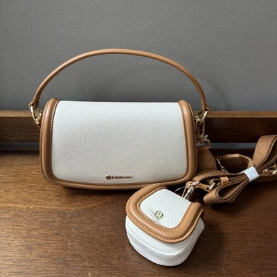 Lululemon Canvas Mini Bag Natural/Chestnut Brown w/Crossbody Strap Pouch NWT - Image 1 of 4