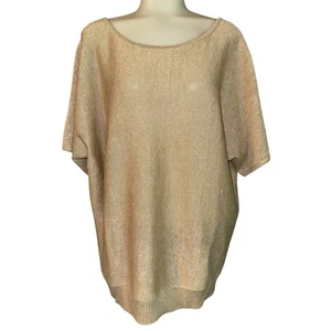 Talbots Damen hellbraun metallic Leinenmischung Kurzarm Bluse Plus Größe 2Xp - Bild 1 von 7