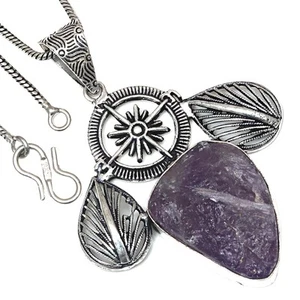 Pendant Amethyst Drusy Gemstone Valentine'Day Gift Silver Jewelry 2.5" - Foto 1 di 7