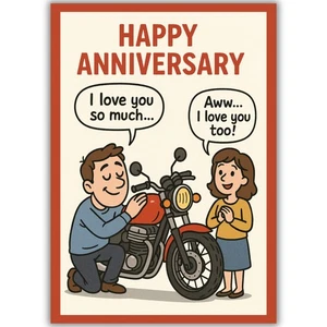 Funny Anniversary Card For Husband Wife Motorbike Motorcycle Joke Humour Love - Picture 1 of 7
