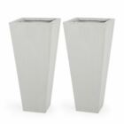 Toland Outdoor Modern Cast Stone Planters (Set Of 2)