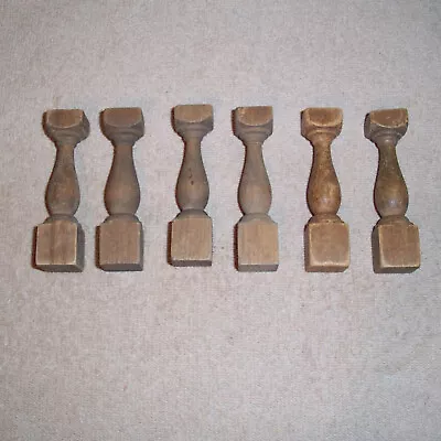 6 VINTAGE/ANTIQUE 3-1/2  X 1  HAND TURNED WOOD BALUSTERS • 19.95$