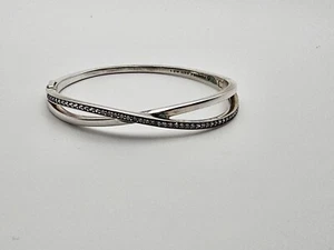 Pandora Entwined Crossover Bangle Bracelet Sterling Silver Clear Stone 590533cz - Picture 1 of 5