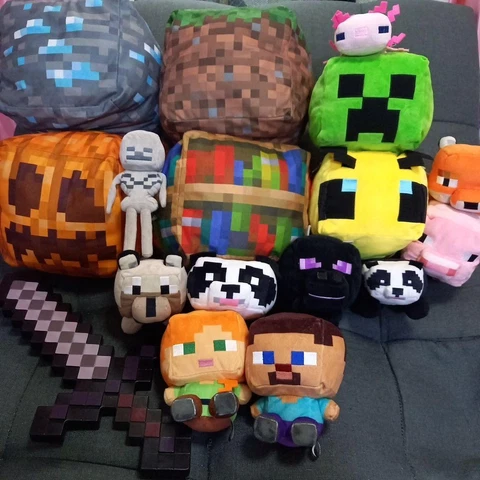 Minecraft Plush Mascot etc. lot of 17 Set sale Goods panda Pig Fox villager etc Cover