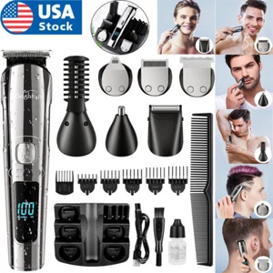 Professional Cordless Hair Clipper Mens Hair Beard Trimmer Quiet Home Barber Kit - Picture 1 of 11