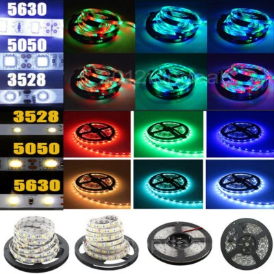 5M 300 LED Strip Light 3528 5050 5630 SMD RGB Ribbon Tape Roll Waterproof DC 12V - Image 1 of 4