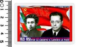 calamita p.c.i. partito comunista italiano gramsci togliatti bandiera rossa card - Foto 1 di 1