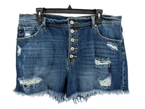 KanCan Women's High Rise Distressed Cut-Off Button Fly Jean Shorts Size 31 - Picture 1 of 5