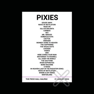 Pixies - Piece Hall 21 August 2024 Setlist Poster Print - Size A3 - Picture 1 of 1