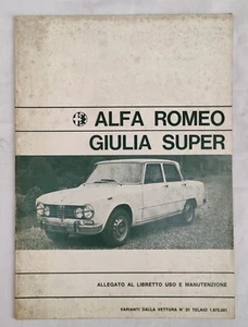 ALFA ROMEO GIULIA SUPER MANUALE USO E MANUTENZIONE ALLEGATO USE AND MAINTENANCE - Imagen 1 de 12