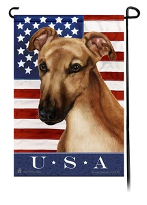 Patriotic USA Garden Flag - Fawn Mask Greyhound 070D - Picture 1 of 1