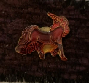 Vintage Enamel Unicorn Red  Small Hat Pin Size 3/4" L x 3/4" W - Picture 1 of 1