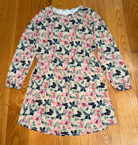 OFF WHITE GYMBOREE: Vestito bambina bianco sporco con farfalle multicolore taglia XL (14)