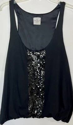 Tanque de burbujas J Crew Heirloom talla L lentejuelas negras Fairycore Sparkle Foto 1 de 4