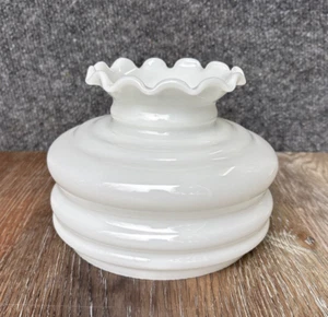 Vintage Hurricane Lamp Milk Glass Shade 5 3/4” Fitter Ruffled Top 5” Tall - Picture 1 of 7