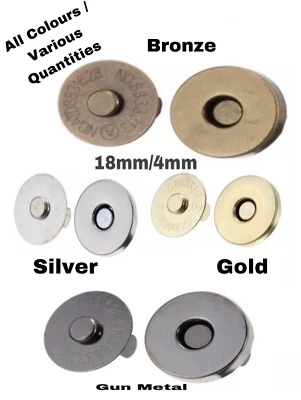 HAWK OF LONDON 18MM MAGNETIC BUTTON SNAP FASTENERS CLOSURES CRAFT PURSE HAT BAG VARIOUS QNT