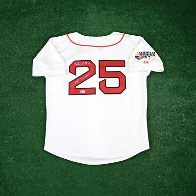 Camiseta deportiva local firmada por Mike Lowell "07 WS MVP" 2007 Boston Red Sox Serie Mundial BAS Foto 1 de 4
