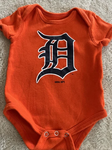Detroit Tigers Baseball Orange Navy Blue Short Sleeve One Piece 6-9 Months Cover