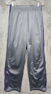 Nike Pants Mens Sz Small Gray Purple Stripe Track Basketball Active Zip Ankle - Picture 1 of 18