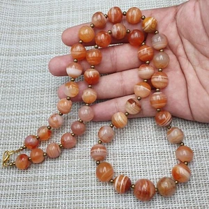 African Antique Carnelian Agate Beads Necklace from Mali - Picture 1 of 21
