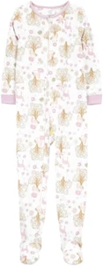 Carter's Big Girls Footed Microfleece PJ's Sleeper Pajamas, Pink/White-size 4 - Picture 1 of 2