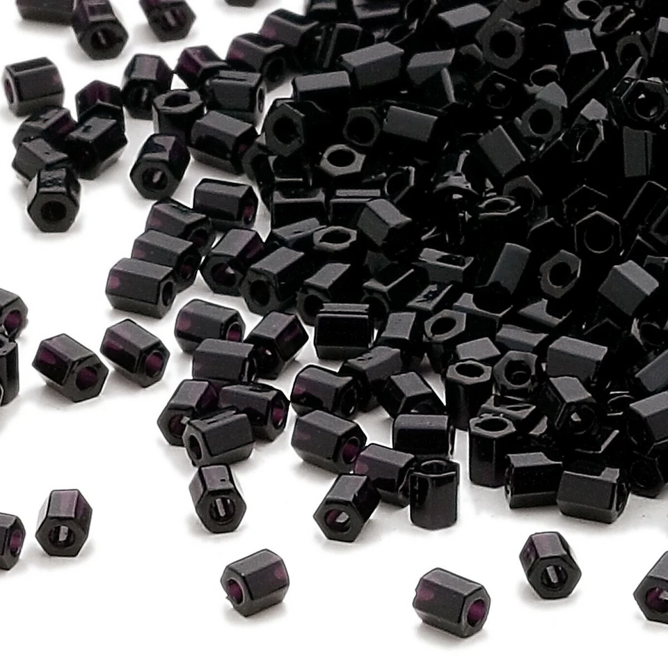 Cuentas de semillas de vidrio Miyuki 652 Delica negras corte hexagonal #11 5 g Foto 1 de 1