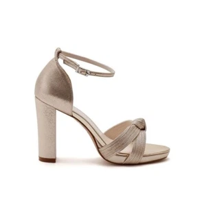 Lyra Gold - Rainbow Club Block Heel Ankle Strap Wedding Sandals - Picture 1 of 5