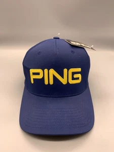 Ping Hat Cap Fitted Large Extra Large Blue Yellow Golf Golfer Golfing Dad Mens - Picture 1 of 14