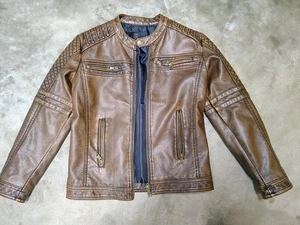Giacca moto BR BUDERMMY ragazzo 11-12 ecopelle vegan marrone anni orig $90 - Foto 1 di 9
