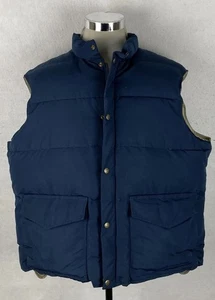 VTG Woolrich Men's Blue Goose Down Puffer Vest USA Made Button Zip Size 2XL XXL - Picture 1 of 9