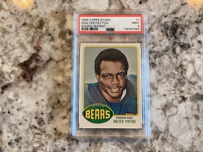 Walter Payton PSA 9 MINT Rare 1998 Topps Stars Rookie Reprint #1. PSA POP IS 14 - Image 1 of 4